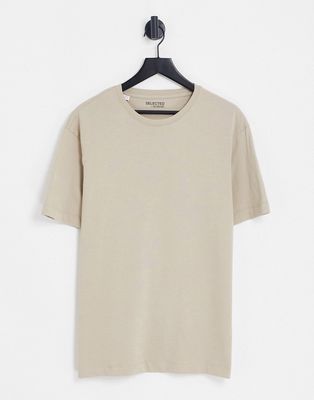 Selected Homme oversized T-shirt in beige-Neutral