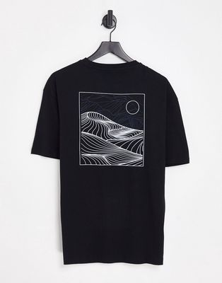 Selected Homme oversized T-shirt with Everest back print in black