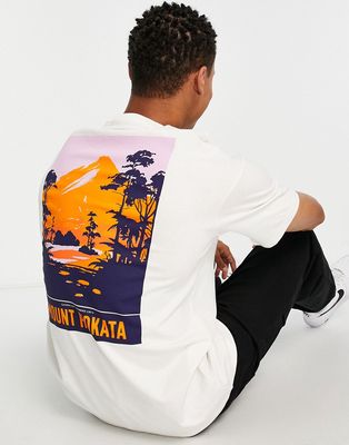 Selected Homme oversized t-shirt with mountain back print in white