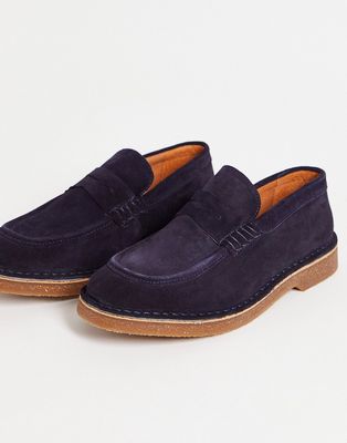 Selected Homme penny loafer in navy suede