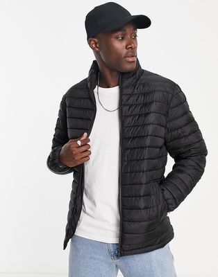 Selected Homme quilted jacket made from bottles in black - BLACK