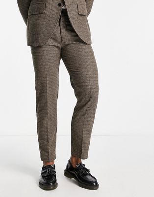 Selected Homme regular fit suit pants in brown houndstooth