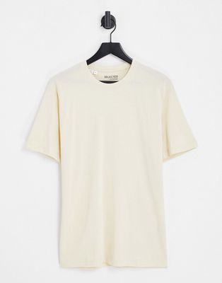 Selected Homme relaxed fit T-shirt in light beige-Neutral