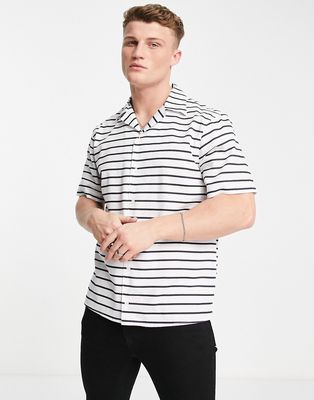 Selected Homme revere shirt in white with navy stripe