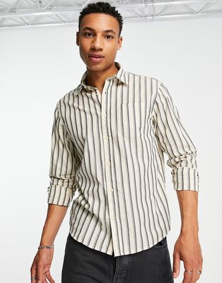 Selected Homme shirt in navy stripe-White