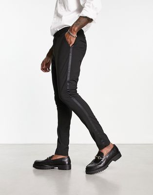 Selected Homme skinny fit tuxedo pants in black