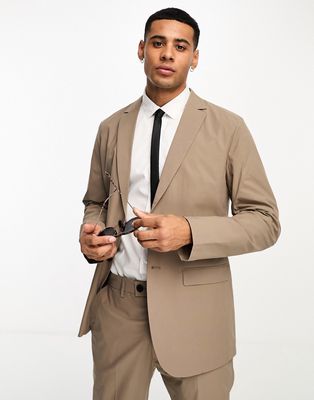 Selected Homme slim fit commuter suit jacket in light brown