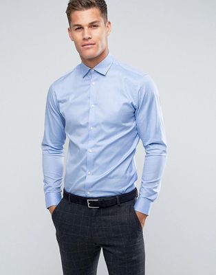 Selected Homme slim fit easy iron smart shirt in light blue-Blues