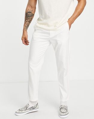 Selected Homme slim fit linen mix pants in ecru-Neutral