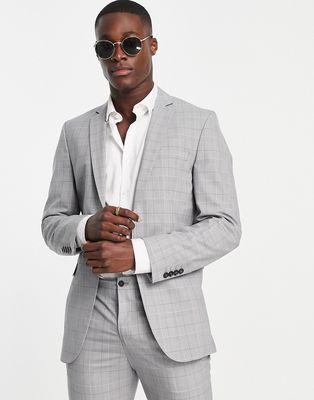 Selected Homme Slim Fit Suit Jacket In Gray Check