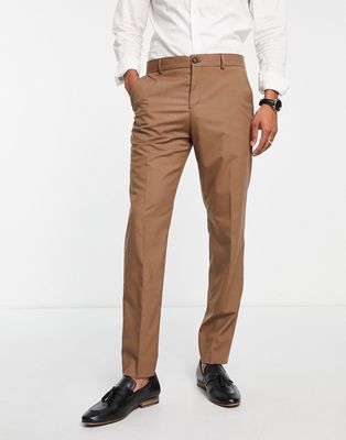Selected Homme slim fit suit pants in camel-Neutral