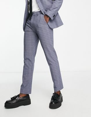 Selected Homme slim fit suit pants in gray blue check