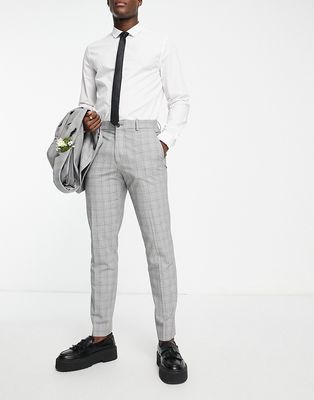 Selected Homme slim fit suit pants in light gray check