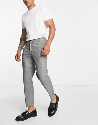 Selected Homme slim tapered smart pants in gray check