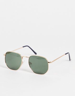 Selected Homme square sunglasses in gold