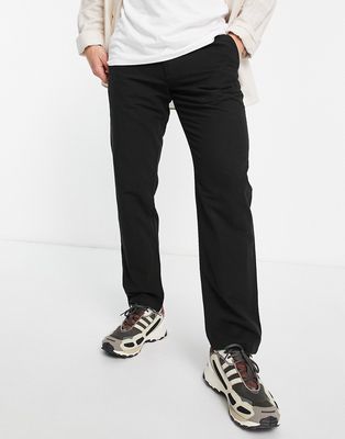 Selected Homme straight fit linen mix pants in black