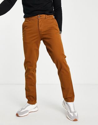 Selected Homme straight pants in dark brown