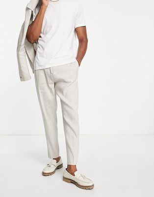 Selected Homme suit pants in beige linen mix-Neutral