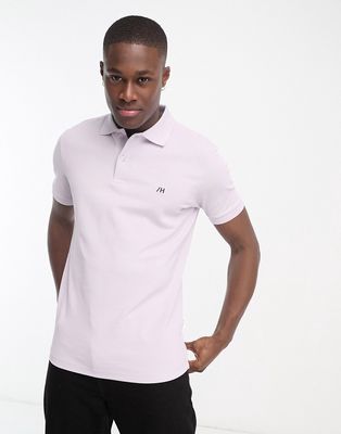 Selected Homme washed polo in lilac-Purple