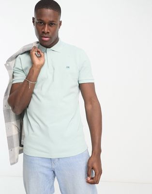 Selected Homme washed polo in mint-Green
