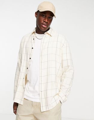 Selected Homme windowpane will check shirt in cream-White