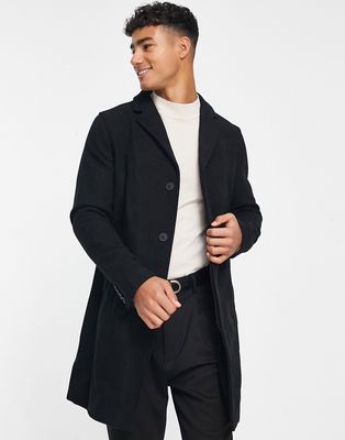 Selected Homme wool mix overcoat in black
