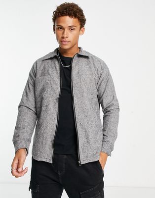 Selected Homme zip through coach jacket in gray