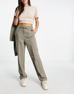 Selected tailored pants in stone - part of a set-Neutral