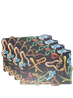 Seletti 47.3cmx32.6cm snake-print place-mats - Black