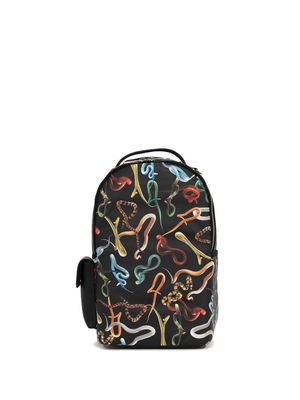 Seletti all-over snake-print backpack - Black