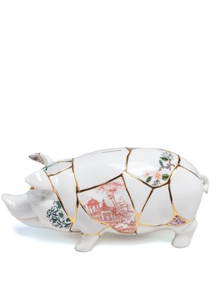 Seletti Kintsugi porcelain piggy bank - White