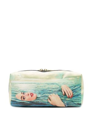 Seletti Sea Girl print wash bag - Blue