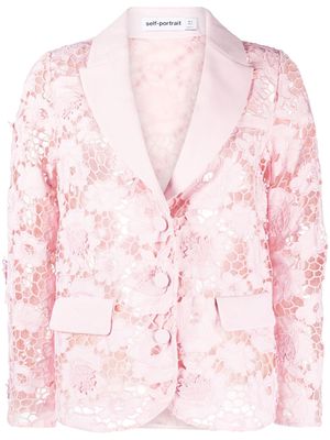 Self-Portrait 3D Cotton floral-lace detail jacket - Pink