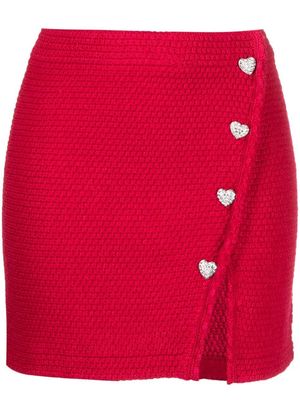 Self-Portrait asymmetric knitted mini skirt - Red