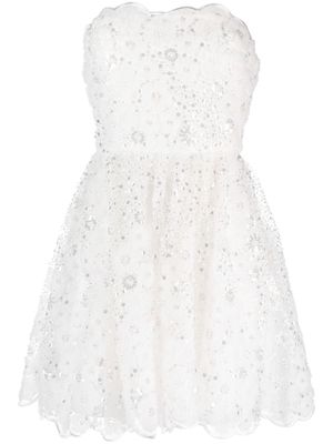 Self-Portrait bead-embellished strapless minidress - White