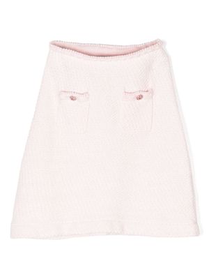 Self-Portrait bottom-detail knitted skirt - Pink