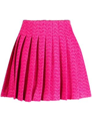 Self-Portrait bouclé-design pleated skirt - Pink