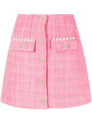 Self-Portrait bouclé high-waisted mini skirt - Pink
