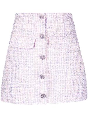 Self-Portrait boucle high-waisted mini skirt - Purple