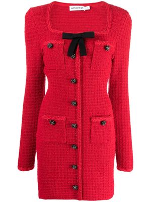 Self-Portrait bow-detailed knit dress - Red