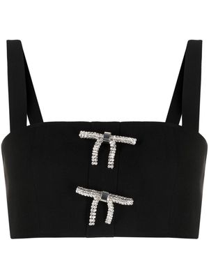 Self-Portrait bow-embellished crop top - Black