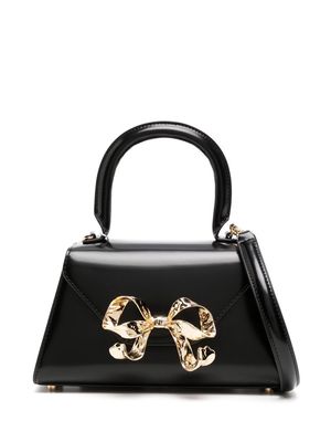 Self-Portrait bow embellished shoulder bag - Black