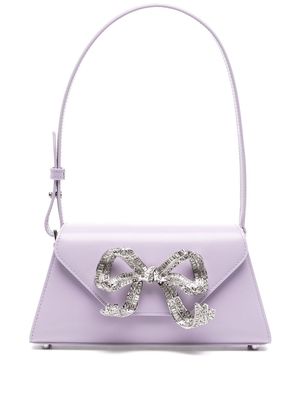 Self-Portrait bow embellished shoulder bag - Purple