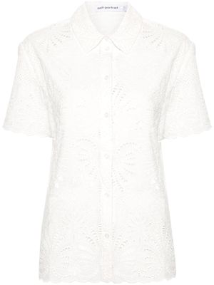 Self-Portrait broderie-anglaise cotton shirt - White