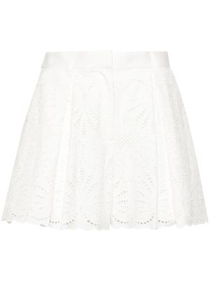 Self-Portrait broderie anglaise cotton shorts - White