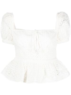 Self-Portrait broderie anglaise top - White