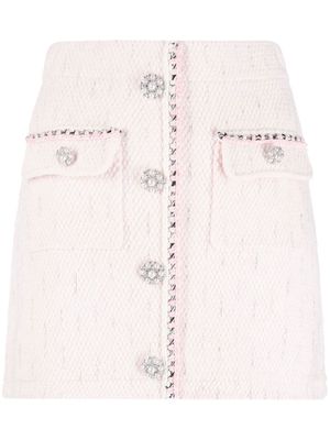 Self-Portrait button-detail knitted skirt - Pink