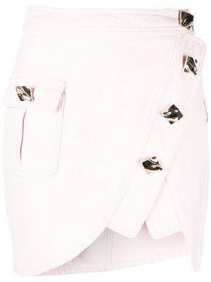 Self-Portrait button-embellished asymmetric wrap skirt - Pink