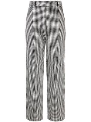 Self-Portrait check-print cotton trousers - White