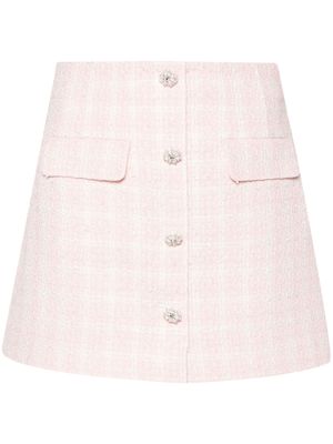 Self-Portrait checked tweed mini skirt - Pink